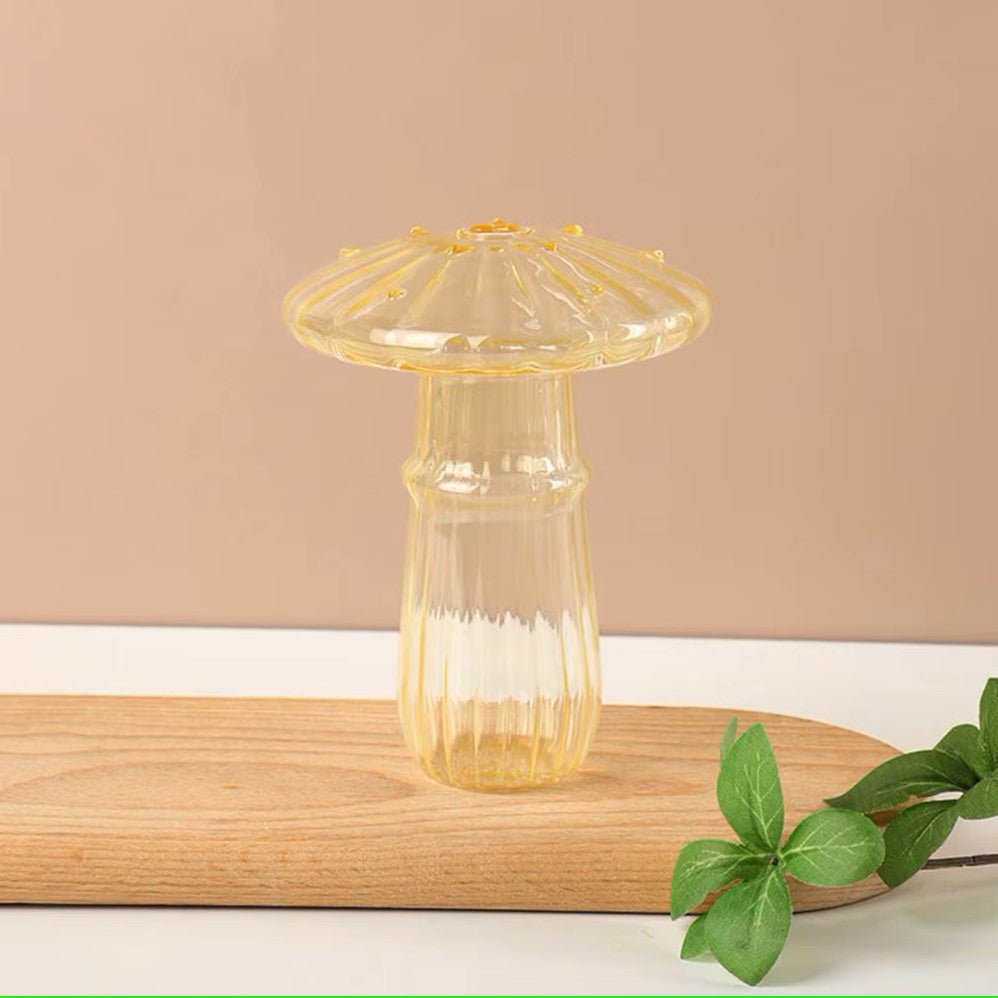 Vase en Verre - NordicMushroomVase™ - Jaune - Suspension florale chic