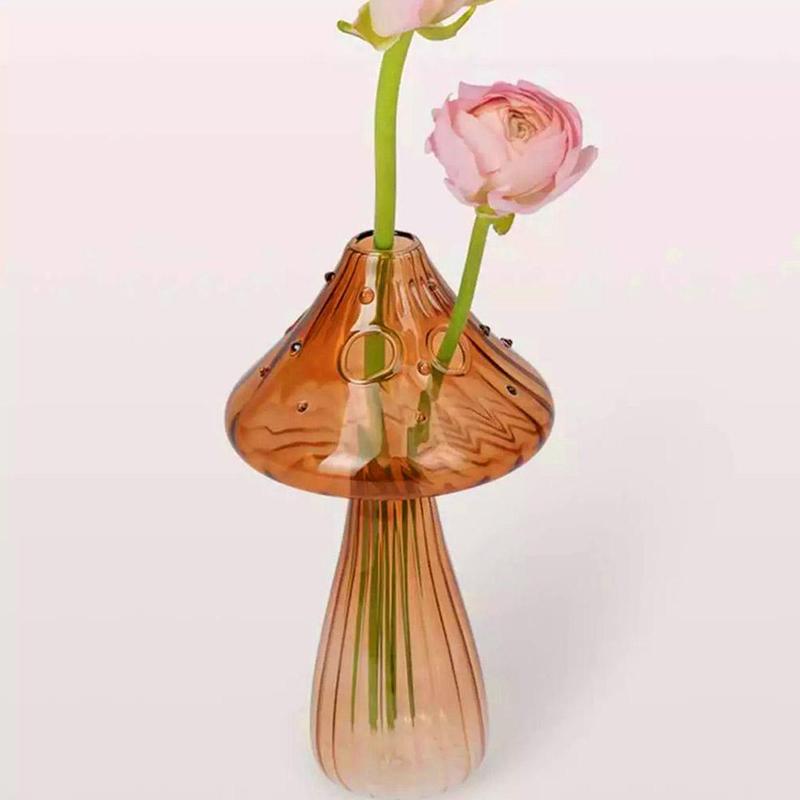Vase en Verre - NordicMushroomVase™ - Marron - Suspension florale chic
