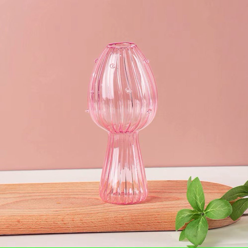 Vase en Verre - NordicMushroomVase™ - Rose - Suspension florale chic