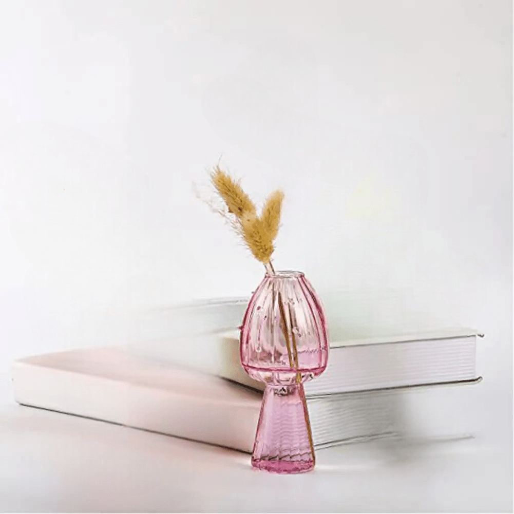Vase en Verre - NordicMushroomVase™ - Rose - Suspension florale chic