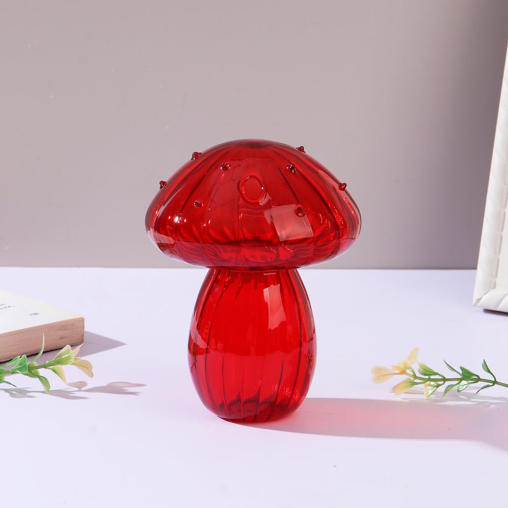 Vase en Verre - NordicMushroomVase™ - Rouge - Suspension florale chic