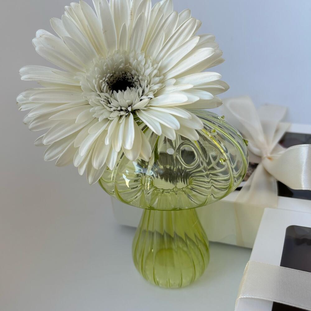 Vase en Verre - NordicMushroomVase™ - Vert - Suspension florale chic