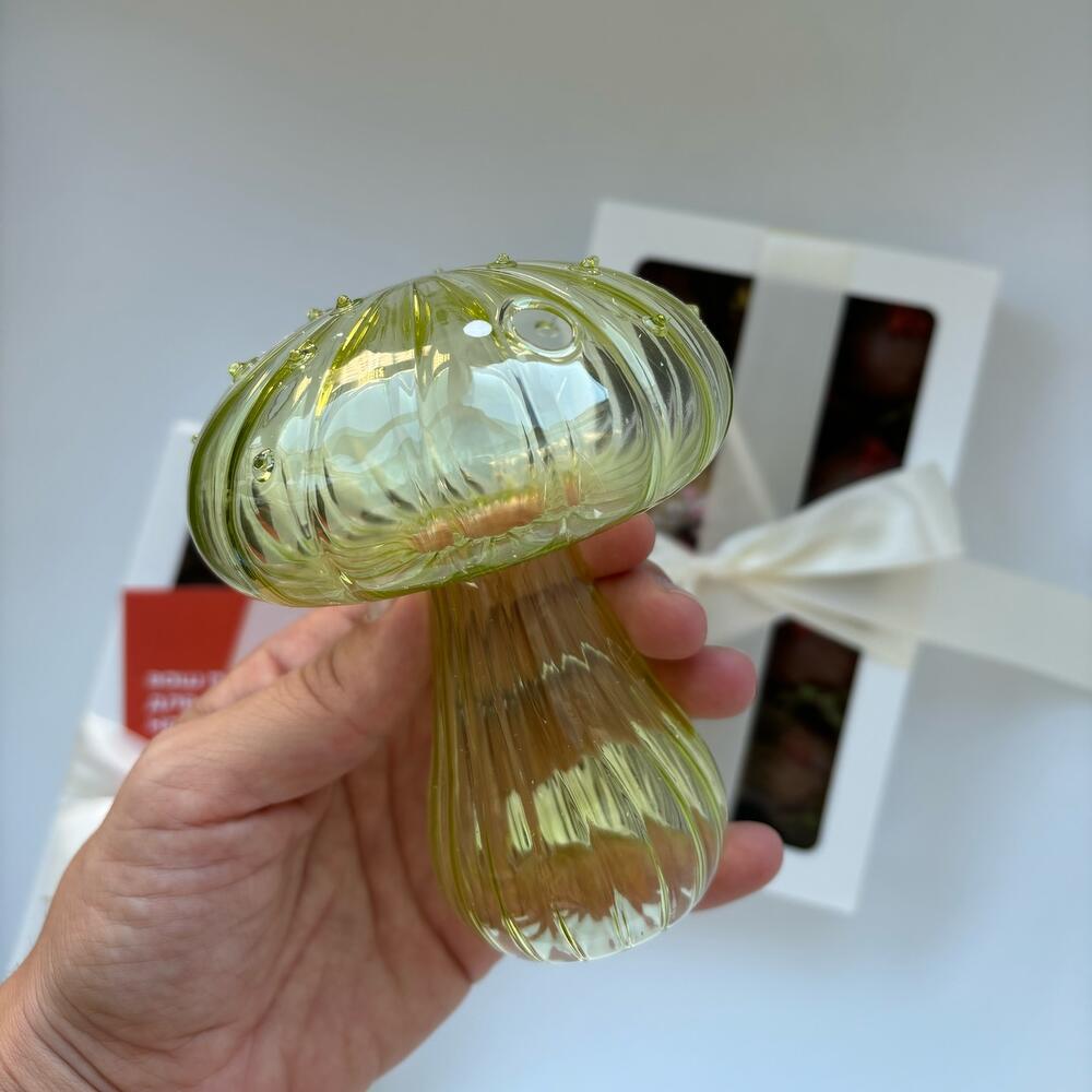 Vase en Verre - NordicMushroomVase™ - Vert - Suspension florale chic