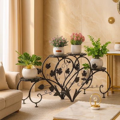 porte plante double noir intérieur design romantique