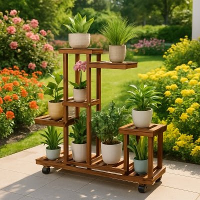 porte plante sylvestre™ dans patio en été le support idéal pour vos aromatiques 