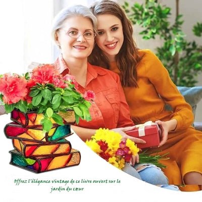 pot de fleur biblio coloré à offrir en cadeau