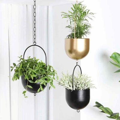 pot de fleur blackus™ en métal noir avec son astuce multi accroches