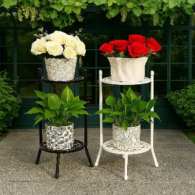 porte plante deux plateaux banc ou noir