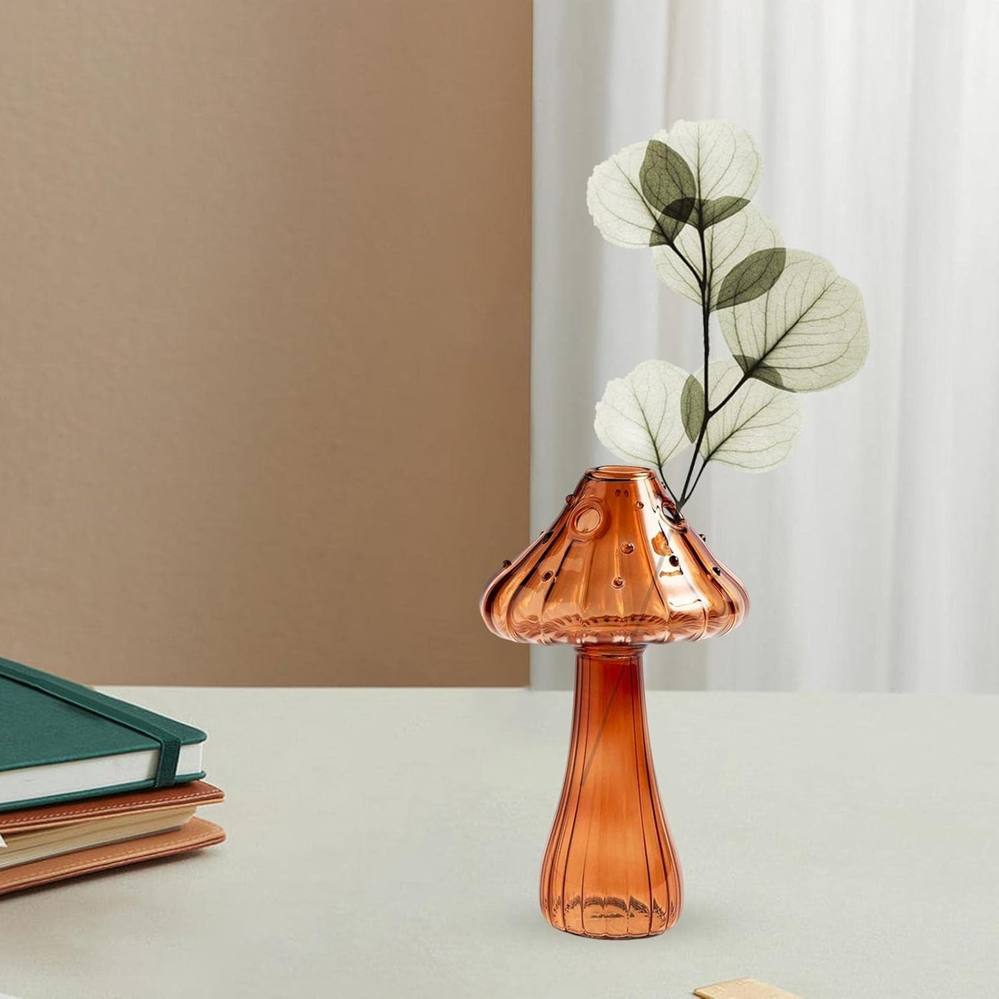 Vase en Verre - NordicMushroomVase™ - Marron - Suspension florale chic
