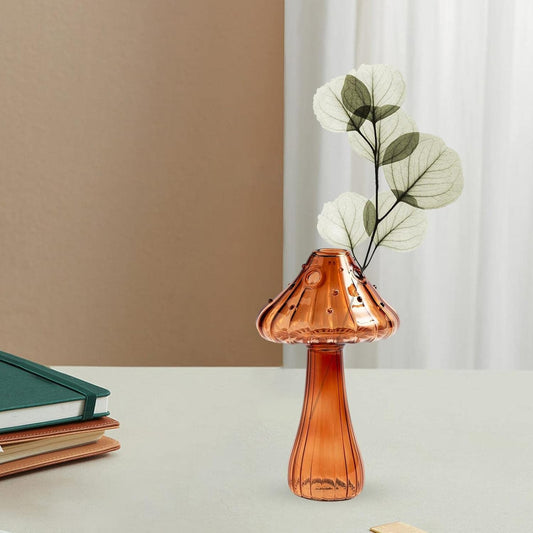Vase en Verre - NordicMushroomVase™ - Marron - Suspension florale chic