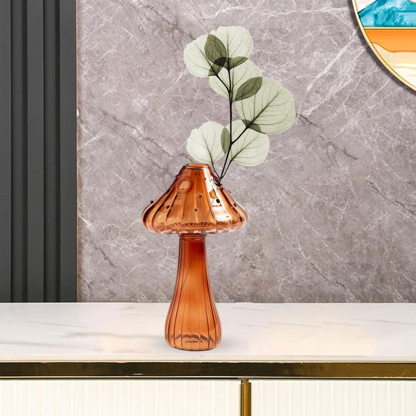 Vase en Verre - NordicMushroomVase™ - Marron - Suspension florale chic