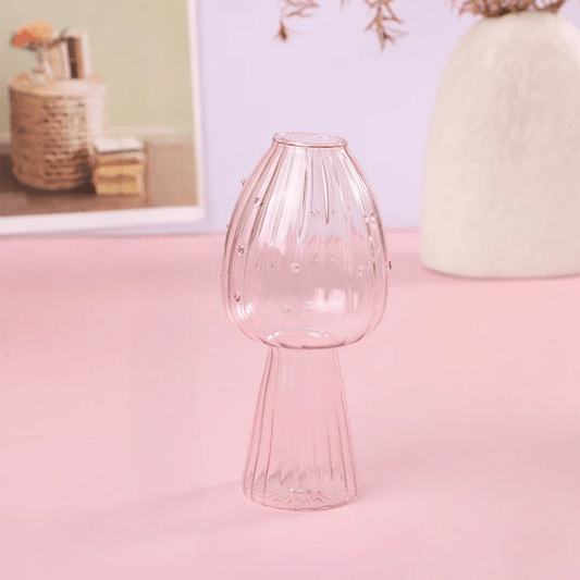 Vase en Verre - NordicMushroomVase™ - Rose - Suspension florale chic